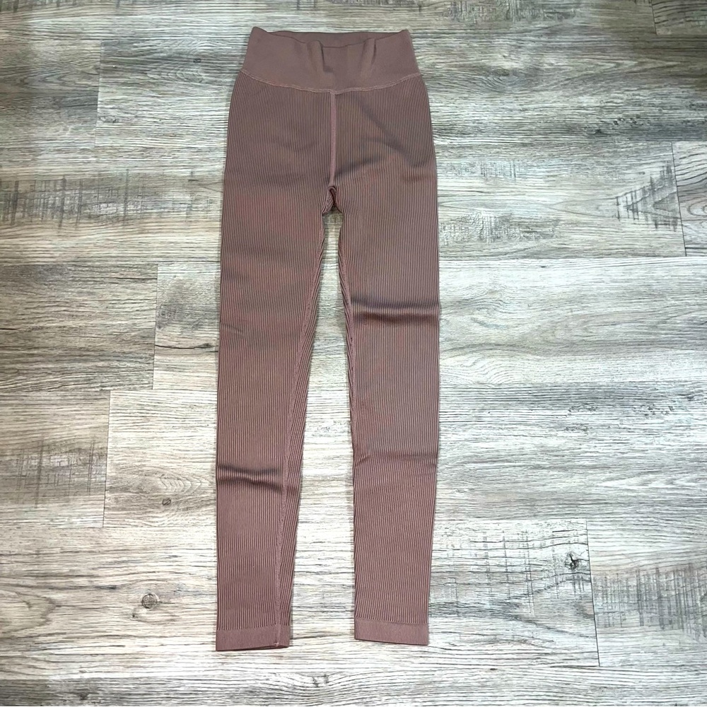 Calvin Klein performance ribbed brown leggings extra small